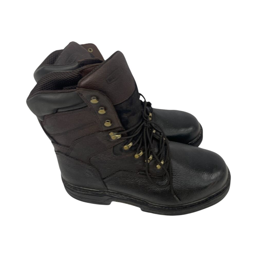 Wolverine Boots Mens Size 12EW W02407 Black Steel Toe Work Shoe Slip Resistant